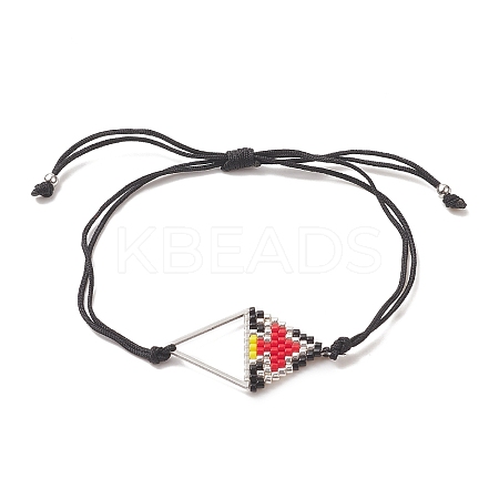 Glass Seed Braided Triangle Braided Bead Bracelet BJEW-MZ00026-01-1