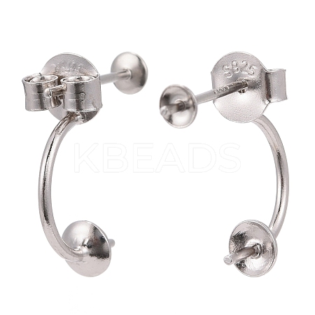 Anti-Tarnish Rhodium Plated 925 Sterling Silver Stud Earring Findings STER-M089-08-1