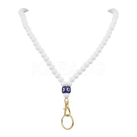 Round Silicone & Resin Evil Eye Beads Name Card Necklace Lanyard NJEW-JN05095-02-1