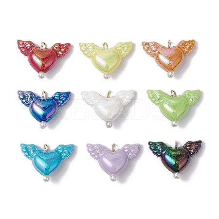 Acrylic Heart & Wings Charms PALLOY-JF03639-1