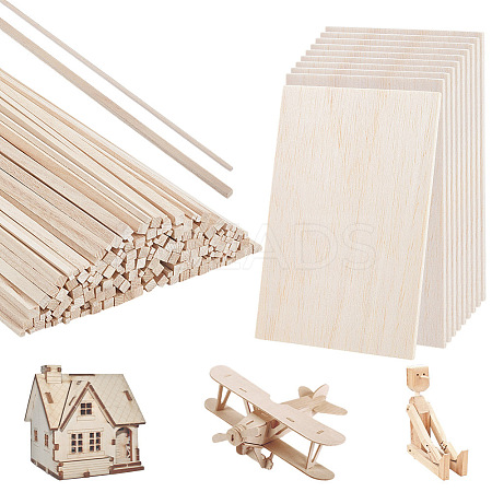 180Pcs 2 Styles Wooden Craft Sticks AJEW-GA0008-63-1