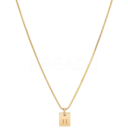 1Pc Stainless Steel Letter Rectangle Pendant Necklaces NJEW-LP0001-34H-G-1