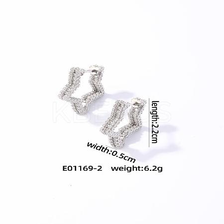 French Romantic Brass Hollow Star Hoop Earrings with Luxurious Fashionable Style OY0196-1