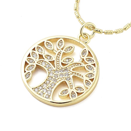 Brass Micro Pave Clear Cubic Zirconia Pendant Necklaces for Women NJEW-M009-04G-A-1