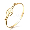201 Stainless Steel Flat Round Link Bangles for Women LS-BJEW-R014-01G-03-4