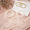 7Pcs 7 Styles Plastic Imitation Pearl Round Beaded Stretch Bracelets Set BJEW-AN0001-36-5