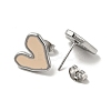 Heart 304 Stainless Steel Stud Enamel Earrings EJEW-A081-18P-3