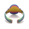 Rainbow Color Ion Plating(IP) 304 Stainless Steel Open Cuff Rings RJEW-A005-15-3