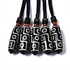 Buddhist Jewelry Natural Tibetan Style dZi Agate Mala Beads Pendant Necklaces NJEW-Q312-001-1