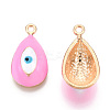 Rack Plating Light Gold Tone Alloy Enamel Pendants PALLOY-T077-230G-1