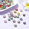 100Pcs 10 Colors Polymer Clay Rhinestone European Large Hole Beads with Silver Color Plated Brass Cores FIND-YW0004-88-4