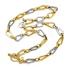 Two Tone 304 Stainless Steel Teardrop Link Chain Necklaces LS-NJEW-C092-02GP-4