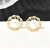 Flower Brass Micro Pave Clear Cubic Zirconia Stud Earrings EJEW-A135-24G-1