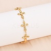 304 Stainless Steel Cross Link Chain Bracelets BJEW-D359-13A-G-5