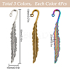 12Pcs 3 Style Alloy Bookmarks Finding with Hole PALLOY-SC0004-29-2