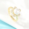 Brass Micro Pave Cubic Zirconia Finger Rings for Women RJEW-D340-02G-02-1