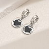 201 Stainless Steel Flat Round with Hollow Heart Hoop Earrings Daily Holiday Accessories OM1741-1-5