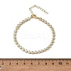 Brass Pave Cubic Zirconia Flat Round Link Chain Bracelets KK-CBA6980-17G-B-5