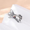 304 Stainless Steel with Rhinestone Adjustable Cuff Rings RJEW-Q020-18P-5