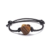 Natural Stone Heart Braided Cord Bracelet BJEW-JB07685-5