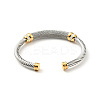 304 Stainless Steel Twist Rope Shape Open Cuff Bangle with Rhinestone for Women LS-BJEW-D449-01GP-01-2