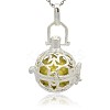 Silver Color Plated Brass Hollow Round Cage Pendants KK-J226-06S-1