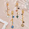 4Pcs 4 Styles Cactus Bowknot Sun Butterfly Charm Brass Paperclip Chains Bag Extender Chains HJEW-HS00069-4