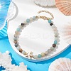 Natural Flower Amazonite &  Synthetic Turquoise Charm Anklets for Women AJEW-AN00616-04-2