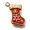 Christmas 304 Stainless Steel Red Enamel Charms STAS-L022-468G-1