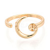 Moon Brass Micro Pave Clear Cubic Zirconia Cuff Ring Settings KK-T076-23G-2