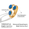 Adjustable 304 Stainless Steel with Natural Lapis Lazuli Open Cuff Rings for Women DP8181-1-1