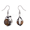Natural Tiger Eye Dolphin Dangle Earrings with Crystal Rhinestone EJEW-A092-20P-17-3
