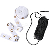 4 Yards Cotton Ribbons with Golden Tone Eyelet Rings SRIB-GF0002-90-4