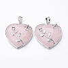 Heart Natural Rose Quartz Pendants GP356-1-1