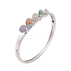 Brass Pave Colorful Cubic Zirconia Hinged Bangles for Women BJEW-S147-32P-C-1