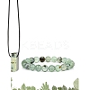 Natural Prehnite Beads Stretch Bracelets & Pendant Necklaces Sets for Men PW-WGF85DB-09-1