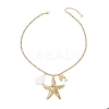 Summer Beach 304 Stainless Steel Starfish Dolphin & Natural Freshwater Shell Teardrop Pendant Necklaces for Women NJEW-JN05402-4