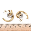 Two Tone C-Shaped with Ring 304 Stainless Steel Stud Earrings LS-EJEW-B156-12GP-5