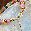 Synthetic Cherry Quartz &  Natural Amethyst & Synthetic Malachite Rondelle Beaded Bracelets FS-WGEAC01-01-2