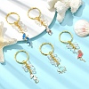 5Pcs Alloy Enamel & Synthetic Moonstone Keychain KEYC-YW00176-2