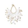 Glass Seed Beaded Imitation Coral Pendants PALLOY-MZ00938-2