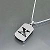 Rectangle with Laser Cut Letter 201 Stainless Steel Initial Pendant Necklaces WGA5E8C-24-1
