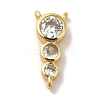 Rack Plating Brass Pave Clear Cubic Zirconia Flat Round Beaded Chandelier Component Links KK-U027-02G-1