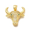 Rack Plating Brass Micro Pave Cubic Zirconia Pendants KK-L226-054G-02-1