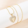 Brass Micro Pave Clear Cubic Zirconia Heart Pendant Necklaces NJEW-Q040-02G-5