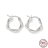 Rhodium Plated 925 Sterling Silver Hoop Earrings EJEW-K258-15B-P-1