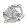Rack Plating Brass Micro Pave Clear Cubic Zirconia Fish Connector Charms kk-A234-46P-2