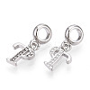 Platinum Rack Plating Alloy Rhinestone European Dangle Charms PALLOY-T048-36P-P-2