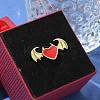 Heart with Wing Enamel Finger Rings RJEW-G337-05G-3