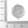 Rack Plating Brass Clear Cubic Zirconia Flat Round Connector Charms KK-A234-045P-3